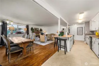 Kitchen, Dining Room & Living Room
