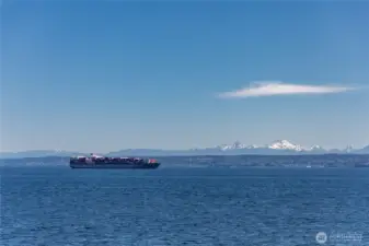 Shipping lane boats passing by