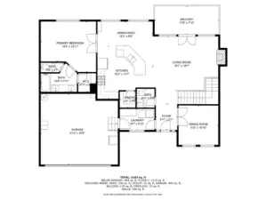 Main level floorplan with approximate measurements.