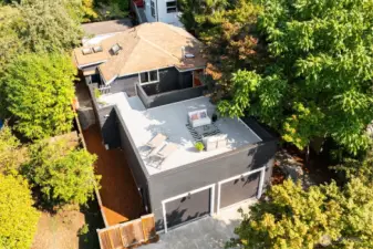 Overhead view of roof and deck space