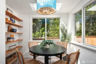 Dining room with lots of shelving