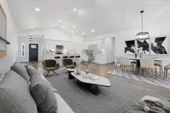 Great room virtually staged