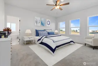 Primary bedroom virtually staged