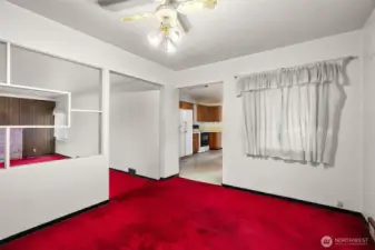 Kitchen adjacent to dining room