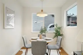 Thoughtfully designed dining space with lots of natural light.