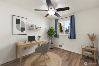 Another bedroom could be an office is virtually staged