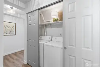 Laundry closet with extra storage space