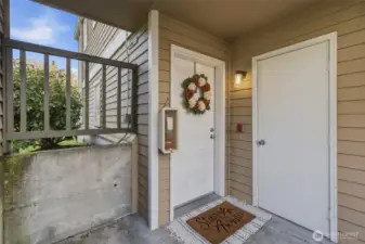 Front door and storage closet