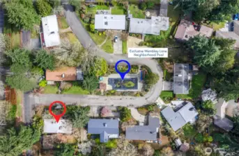 Private shared community pool serving a small enclave of just 10 homes—rare amenity offering a resort-style feel.