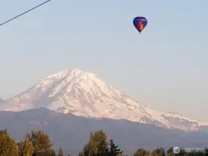 Hot air balloons frequent the sky in spring/summer and the Mt. Rainier backdrop is stunning!