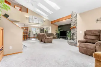 Vaulted ceiling with custom thought throughout.