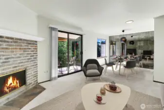 Real wood fireplace, firewood in storage to stay for buyers enjoyment. virtually staged