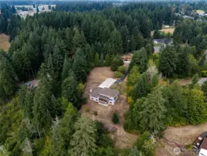Aerial perspective of the backyard from the west