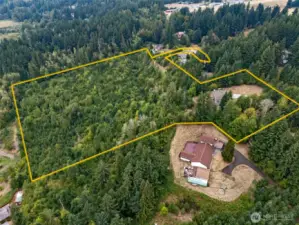 Approximate idea of boundaries on this 18+ acre parcel.  Some portion is heavily treed and sloped.  Potential to subdivide.