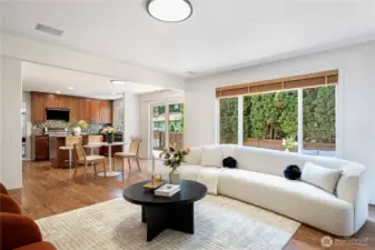 Kitchen opens to family room