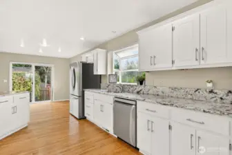 White cabinetry and Granite counters