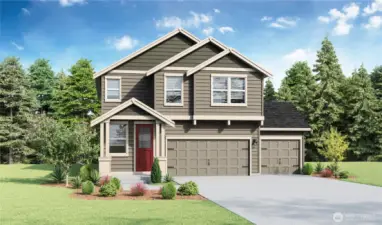 Elevation of available home. Colors will vary.