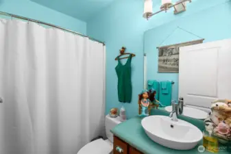 A tranquil bathroom that does more than meet all the needs.