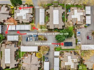 Layout of the complex in relation to the condo.