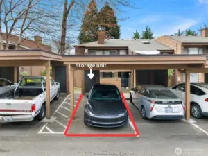 Assigned parking spot and storage unit.