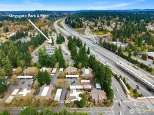 Kingsgate Park & Ride is directly behind the complex.