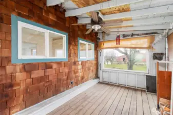 Enclosed porch, great for taking in the views when it gets cold