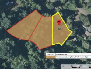 Subject property in yellow with neighboring lots within view.