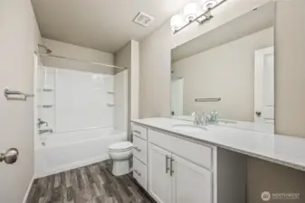 2nd Bath-Interior Pictures: Disclaimer- Photos are of another Finley floor plan from a previous community, photos are for illustrative purposes only. Finishes, flooring, upgrades, or other features may vary.
