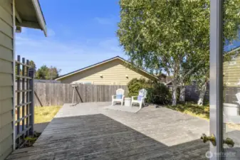 access to the deck from the primary bedroom.
