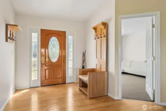 Inside the front door. Bedroom one on the right.