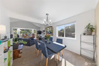 You can really see how open the living and dining spaces are.  Lots of possibilities to design and decorate the space to suit your needs.