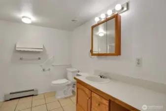 Three quarter bath on lower level.