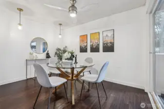 Dining Room with sliding door access to private Patio
