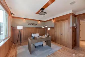 This staging was setup for an office but could also be a guest bedroom