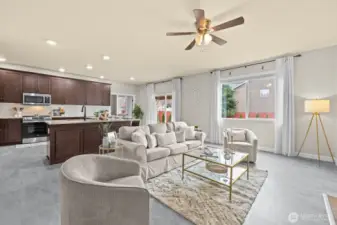 Backyard views from the kitchen and living room