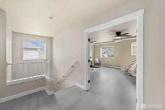 Upstairs landing and entry to bonus/rec room
