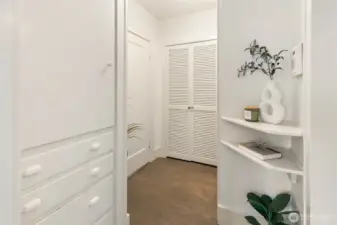 Charming built-ins in hallway between main floor bedroom/kitchen/bath.