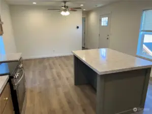 View of living area from kitchen.