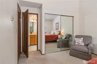 Primary bedroom has its own entrance to bathroom.