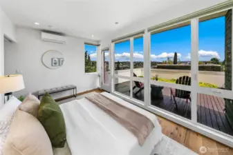 Wake up to the outdoors. Floor-to-ceiling windows and direct terrace access bring light, air, and nature into the primary suite—creating a seamless extension of your private retreat at Harold’s Place.