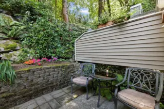 Private patio backs up to Inglemoor Golf Course.