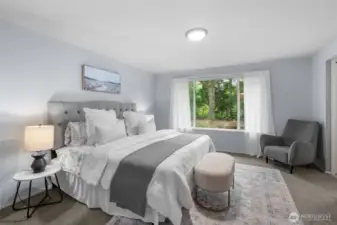 Primary bedroom with fresh paint
