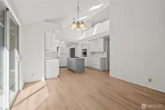 Breakfast nook with slider off to rear yard on left