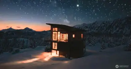 Watchtower under construction at dusk