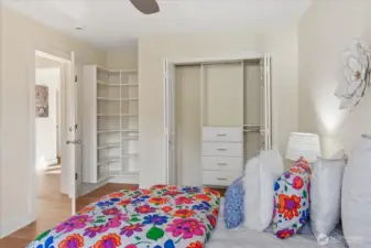 Built-in shelves and more storage.