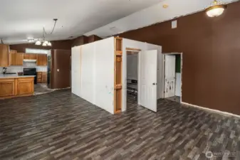 Main room and kitchen, includes addiitonal walls added.