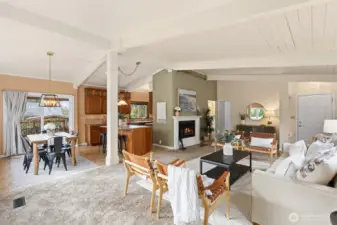 Open concept ties in all common areas.