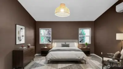 Virtually staged master bedroom