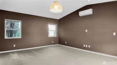 Another view of master bedroom with vaulted ceiling