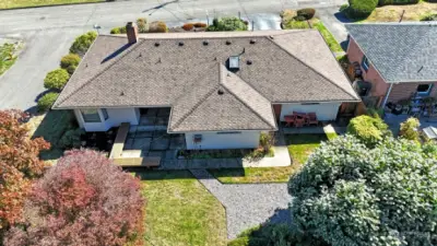 Looking down at the backyard.